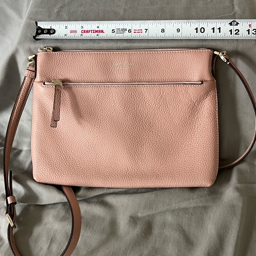 kate spade Pebbled Leather Crossbody in Dusty Rose with Gold Hardware
